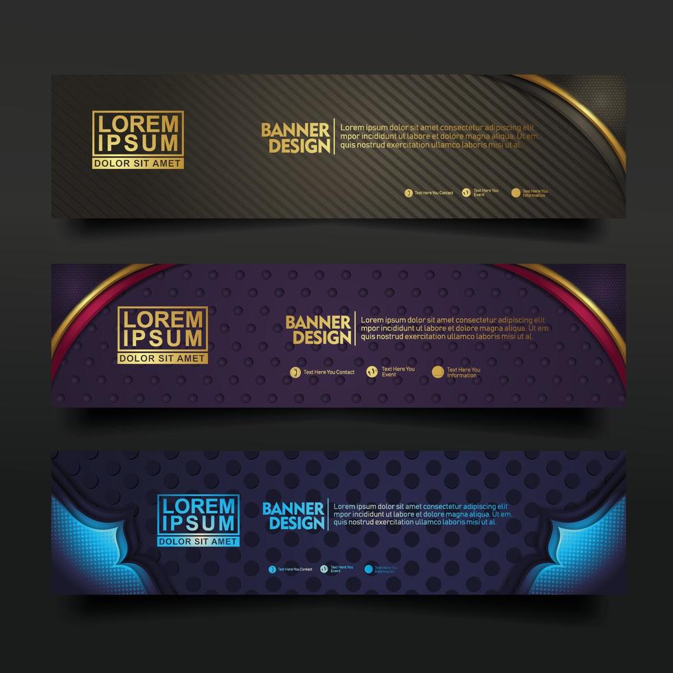 set banner sjabloonontwerp met luxe en elegante lijnen vorm ornament effect op textuur patroon achtergrond vector