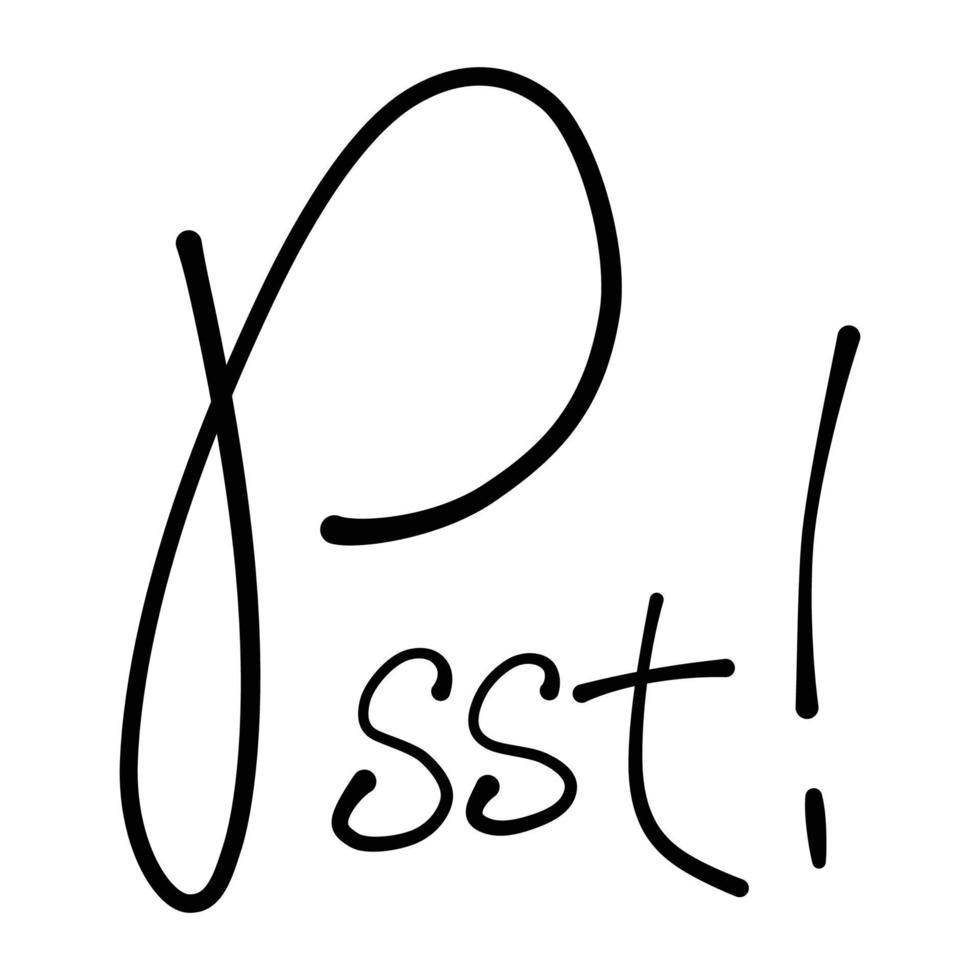 psst woord. komische belettering. tekst geluidseffecten. vector