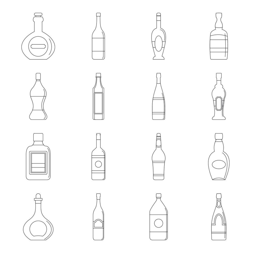 fles vormen iconen set, Kaderstijl vector