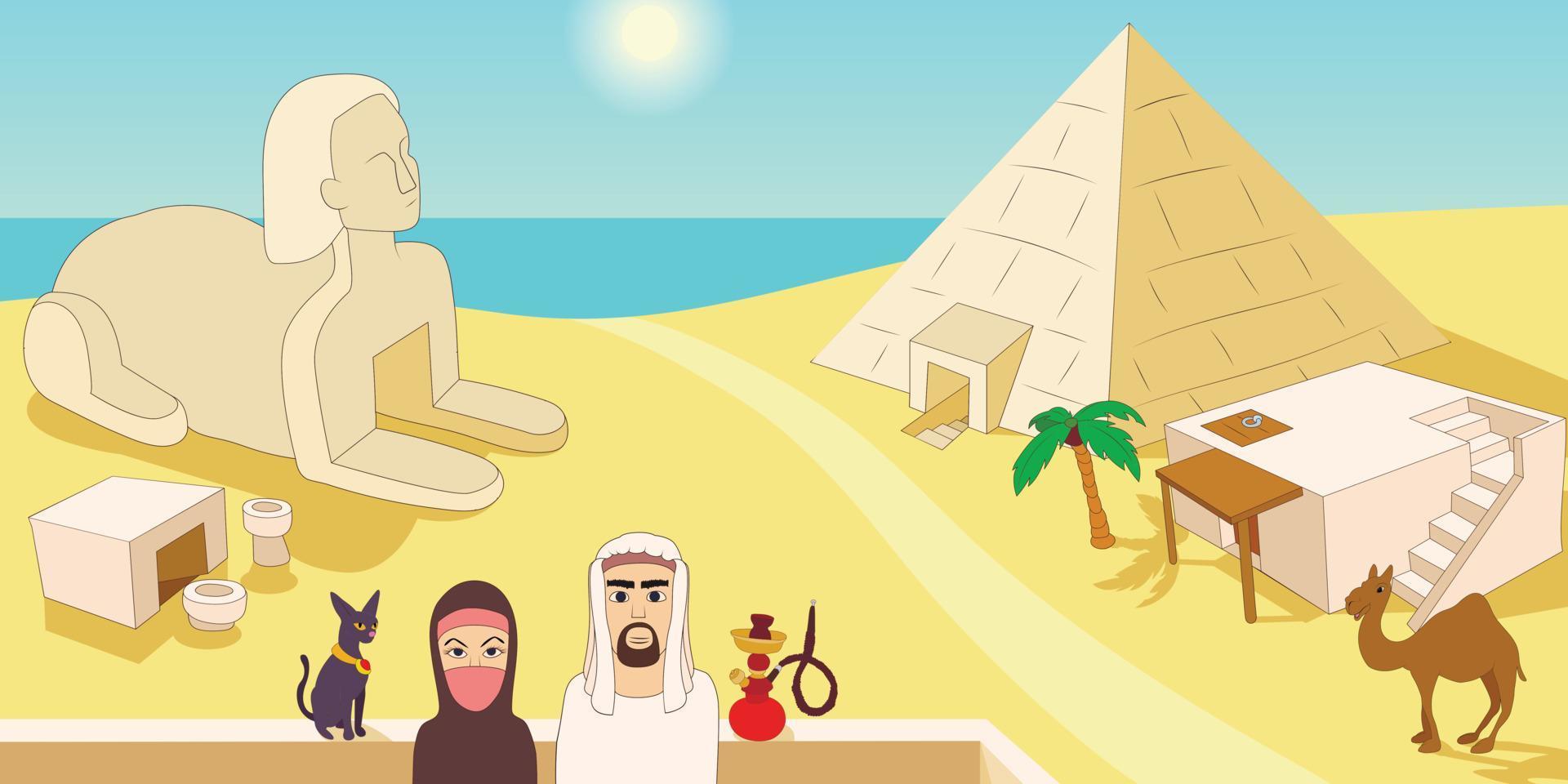 egypte horizontale banner, cartoonstijl vector