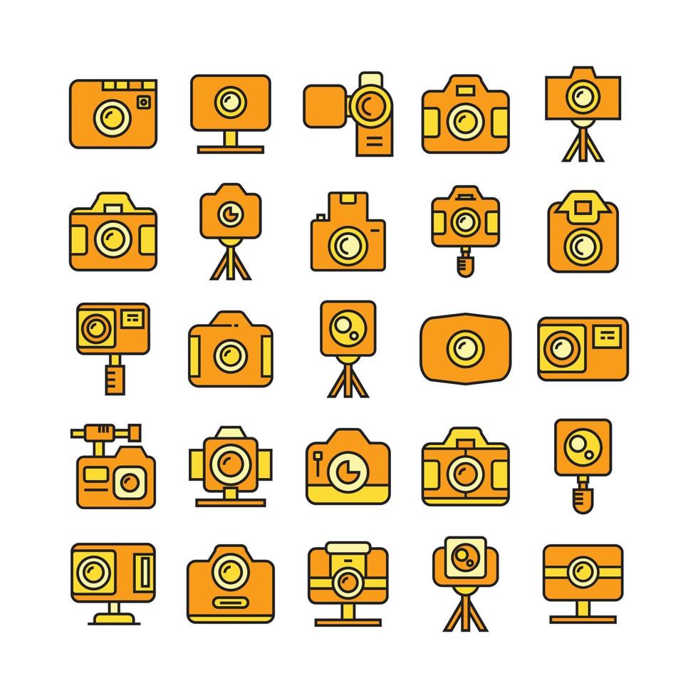 actie camera en statief pictogram gele thema vectorillustratie vector