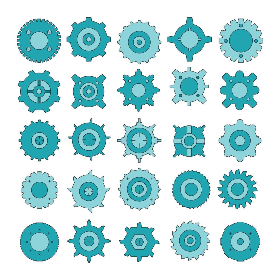 blauwe versnelling icon set vectorillustratie vector