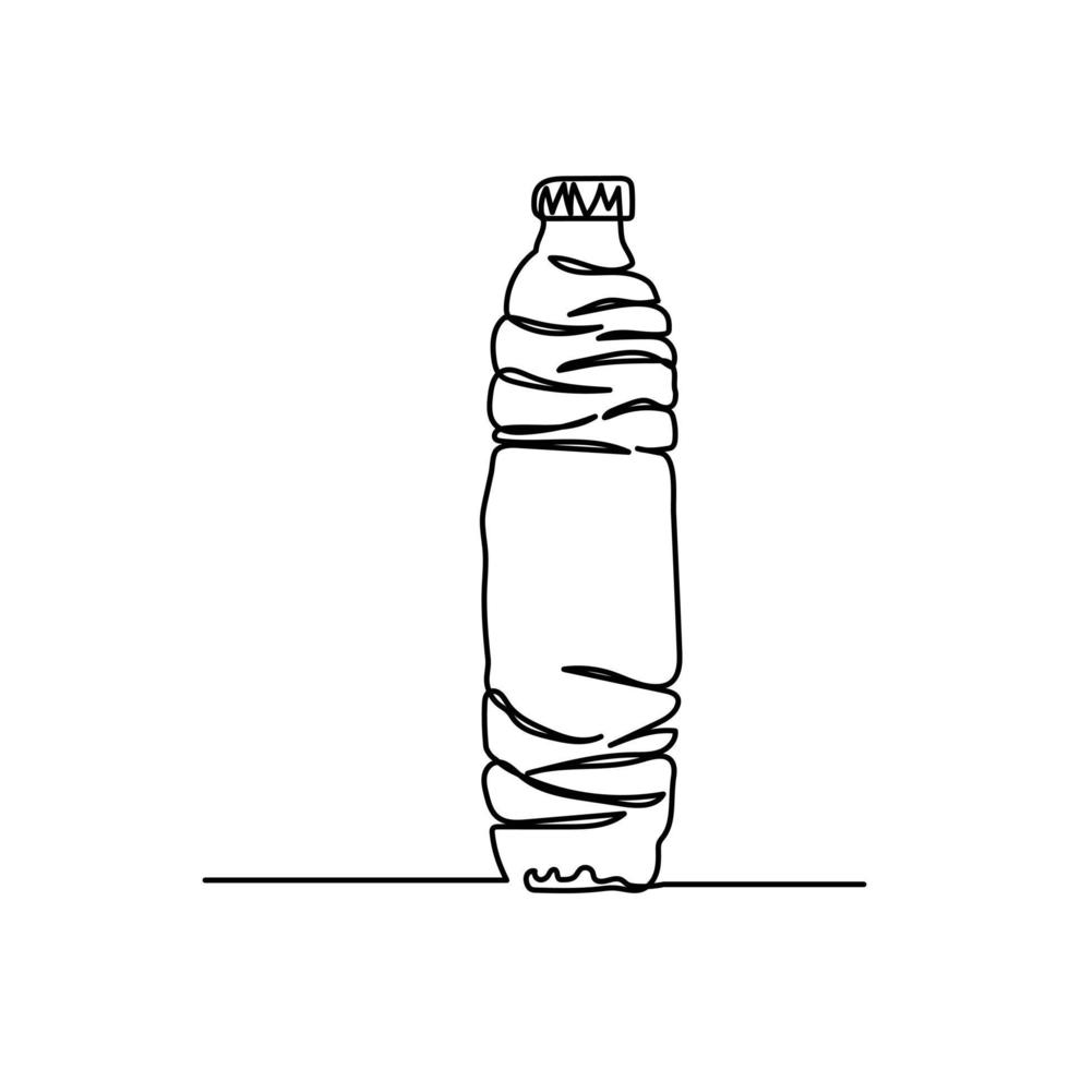 een lijn ontwerp handgetekende doorlopende lijn mineraalwater fles vector
