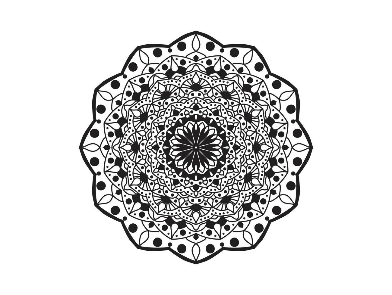 cirkelpatroon in de vorm van mandala voor henna, mehndi, tatoeages, decoratieve ornamenten in etnische oosterse stijl, kleurboekpagina's. vector
