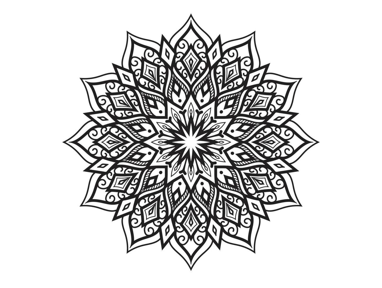 cirkelpatroon in de vorm van mandala voor henna, mehndi, tatoeages, decoratieve ornamenten in etnische oosterse stijl, kleurboekpagina's. vector