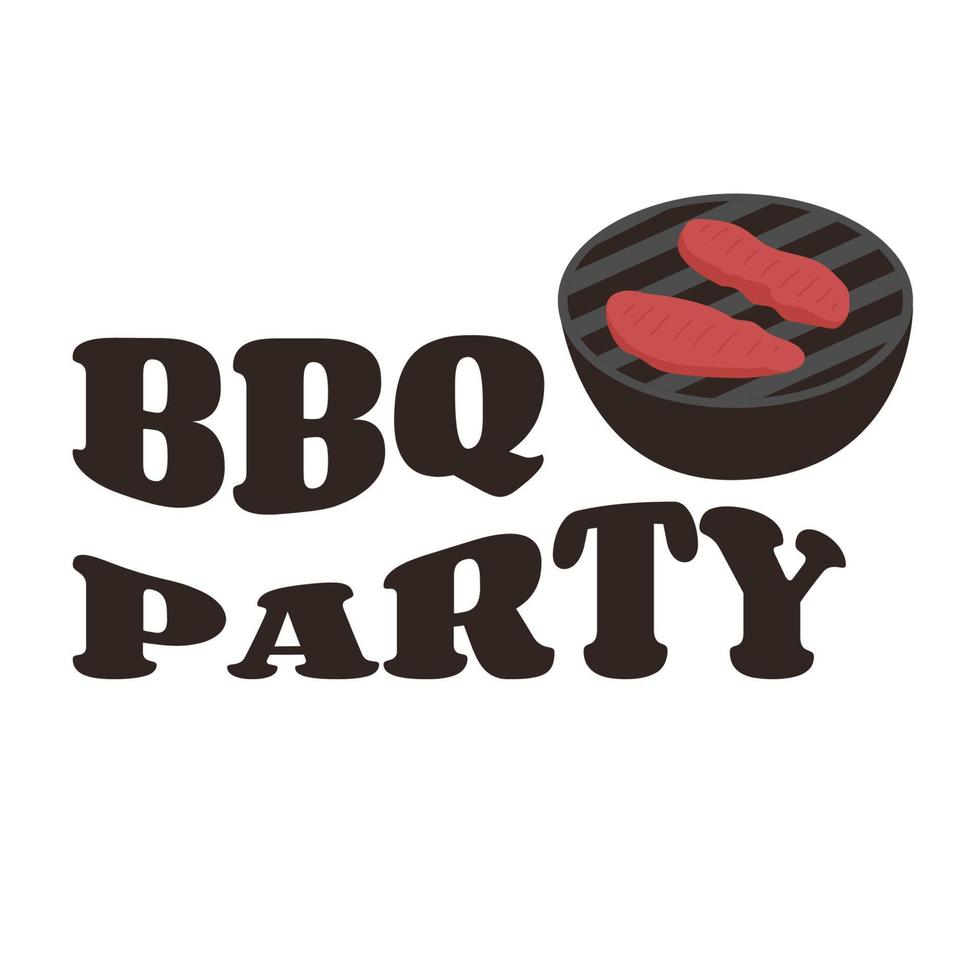 uitnodiging voor bbq-feest met grill. barbecue groovy poster. voedsel folder. vlakke stijl, vectorillustratie. vector