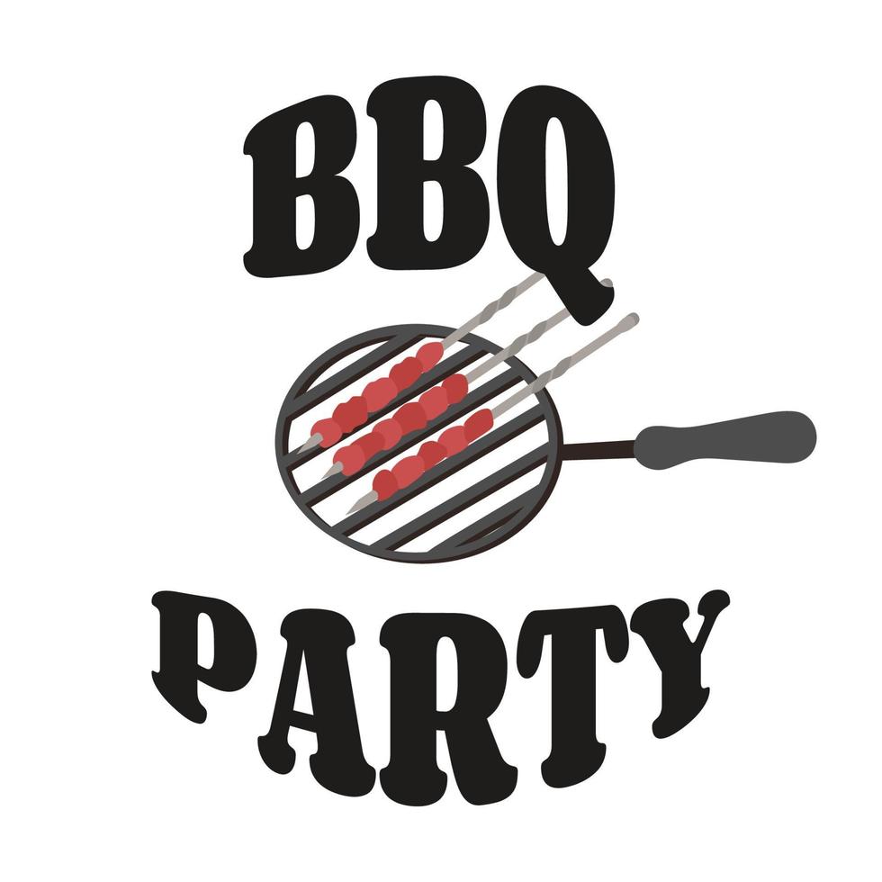 uitnodiging voor bbq-feest met grill. barbecue groovy poster. voedsel folder. vlakke stijl, vectorillustratie. vector