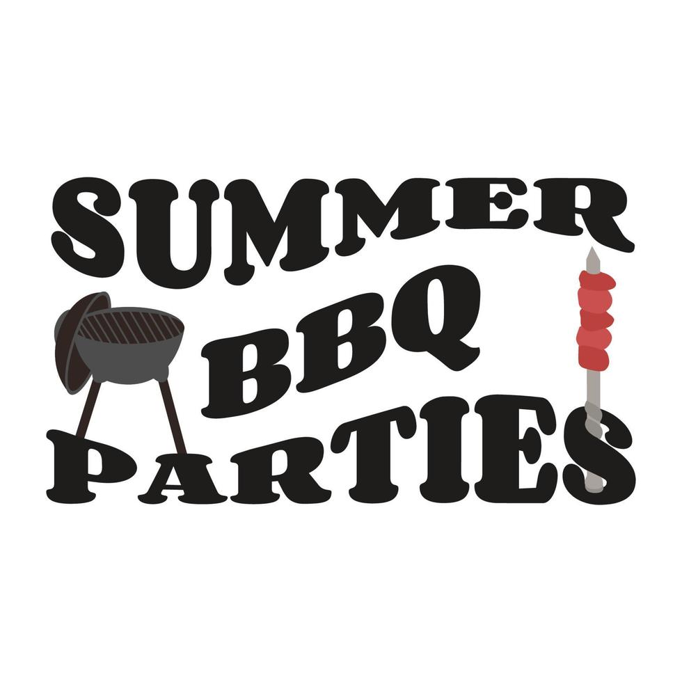 uitnodiging voor zomerbbq-feestjes met grill. barbecue groovy poster. voedsel folder. vlakke stijl, vectorillustratie. vector