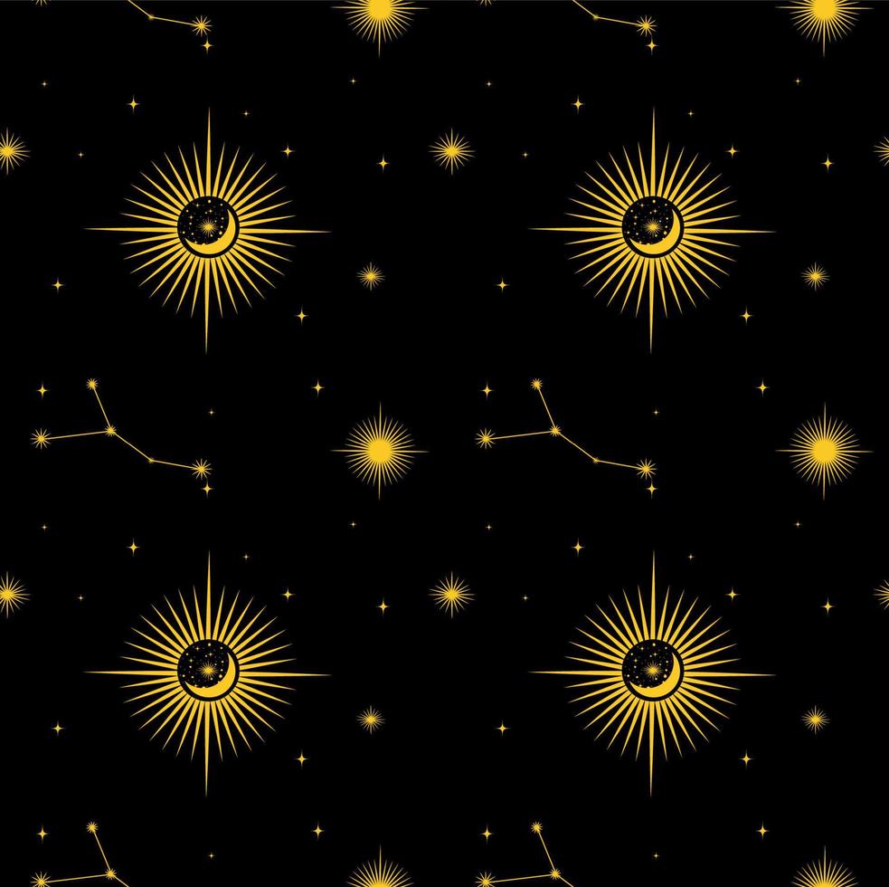 naadloze print met een patroon van het sterrenbeeld van de kosmische melkweg gebruik voor textiel, yogamat met dierenriemster, telefoonhoesje. vector
