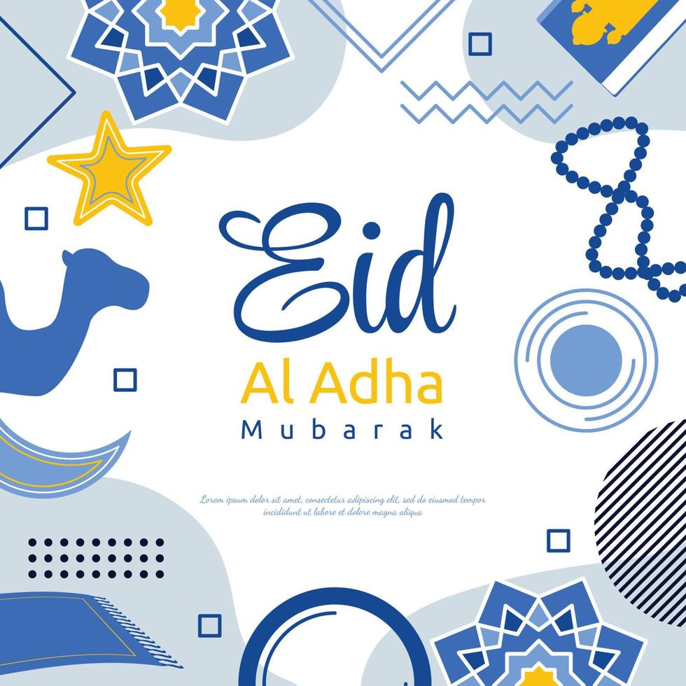 eid adha mubarak islamitisch evenement vierkante cadeaukaart achtergrond vector