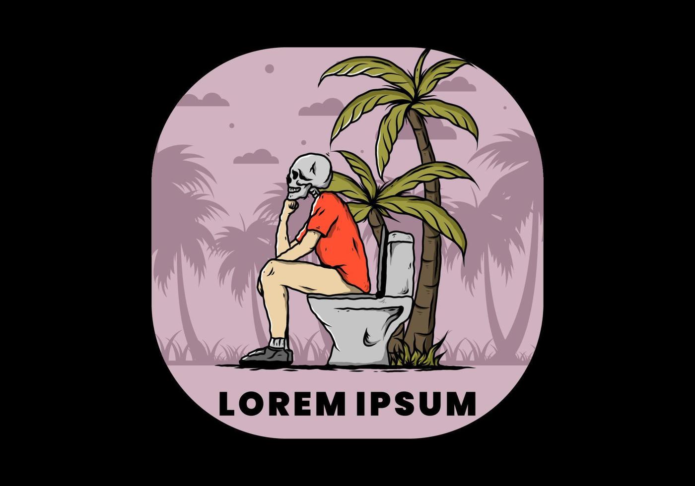 skelet man zit op buiten toilet illustratie vector