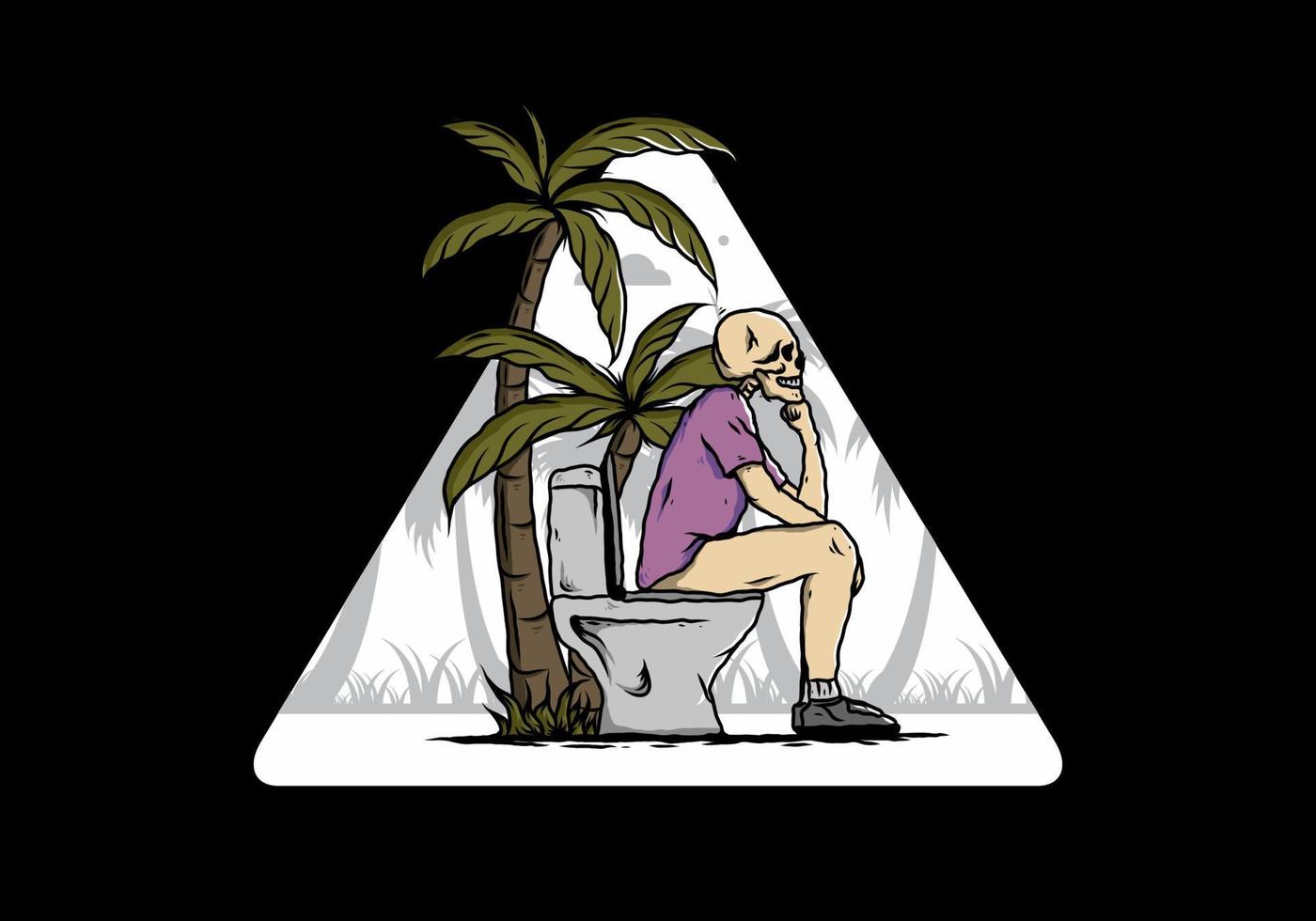 skelet man zit op buiten toilet illustratie vector