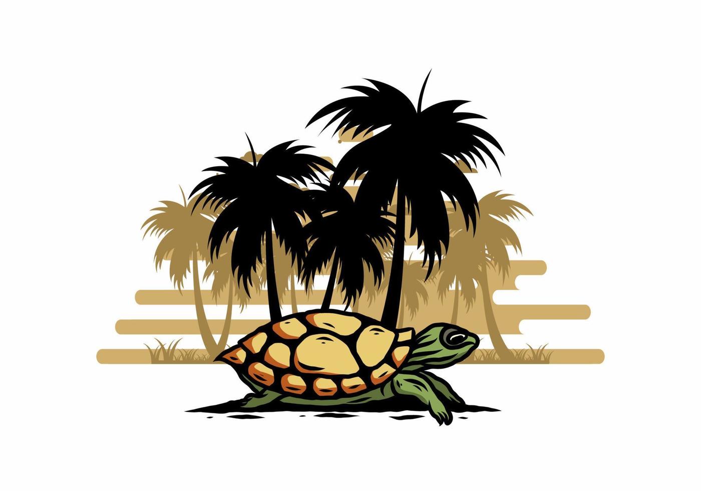 zeeschildpad onder de kokospalm illustratie vector