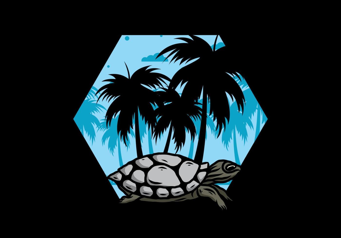 zeeschildpad onder de kokospalm illustratie vector