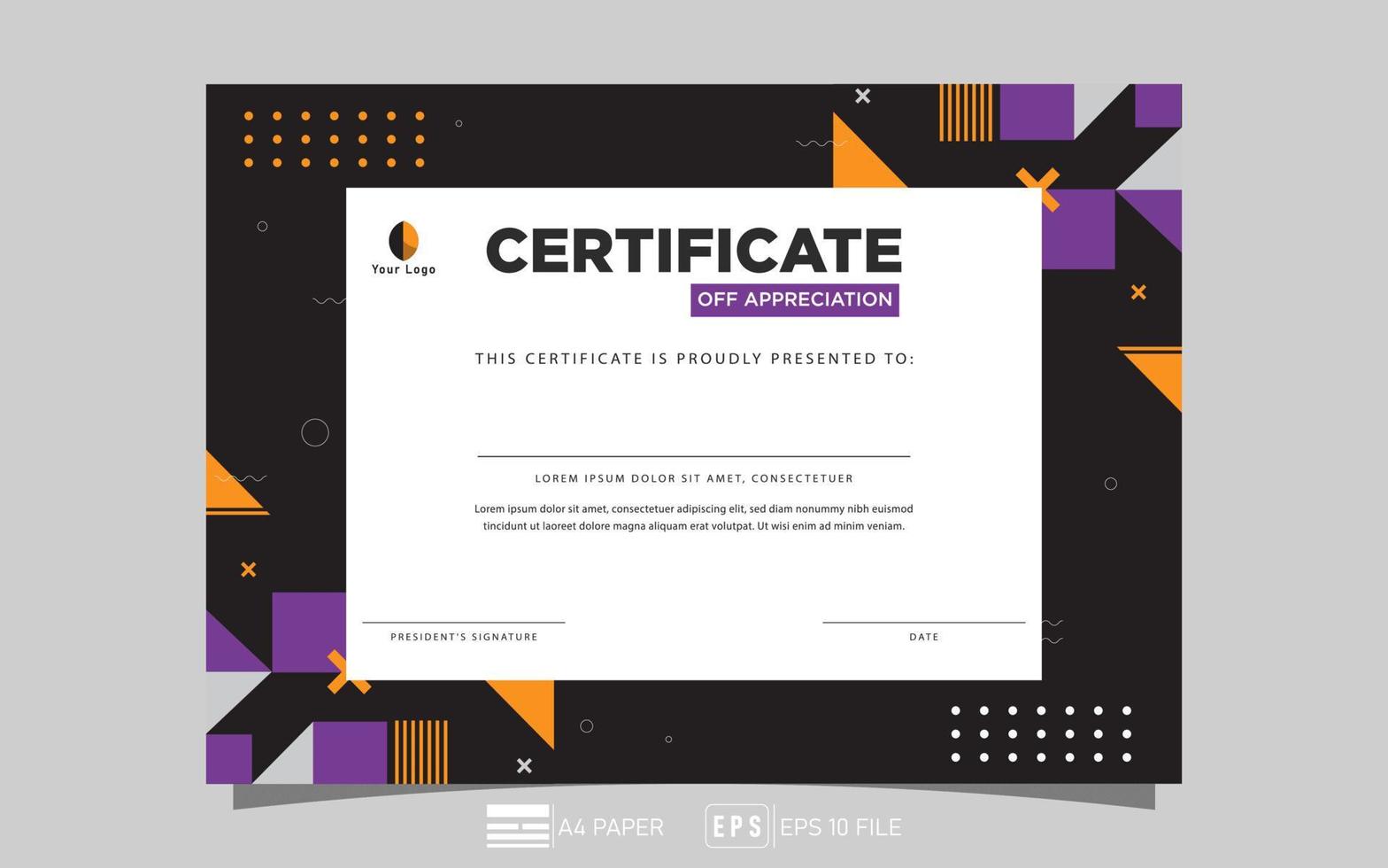 certificaat van waardering template.trendy abstracte achtergrond. vector eps 10