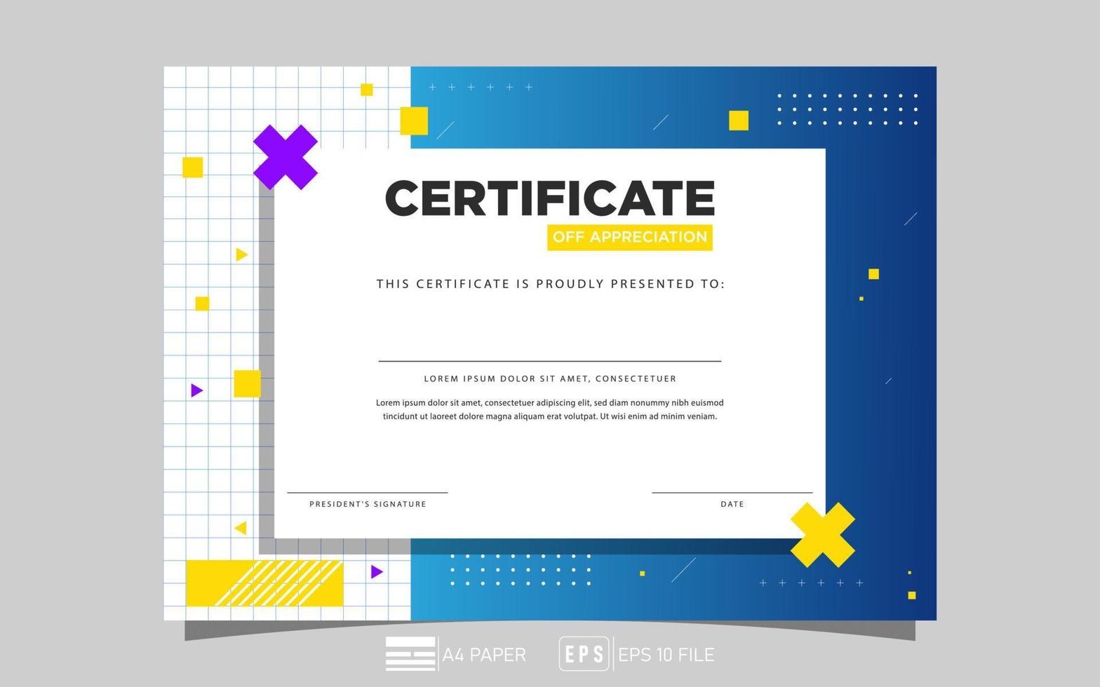 certificaat van waardering sjabloon. trendy geometrisch ontwerp. vector eps 10