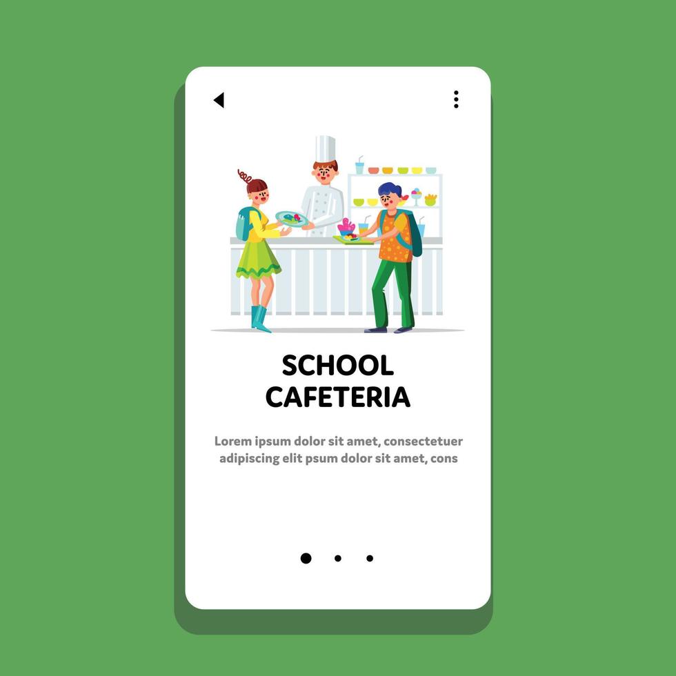 schoolcafetaria bezoeken leerlingen jongen en meisje vector
