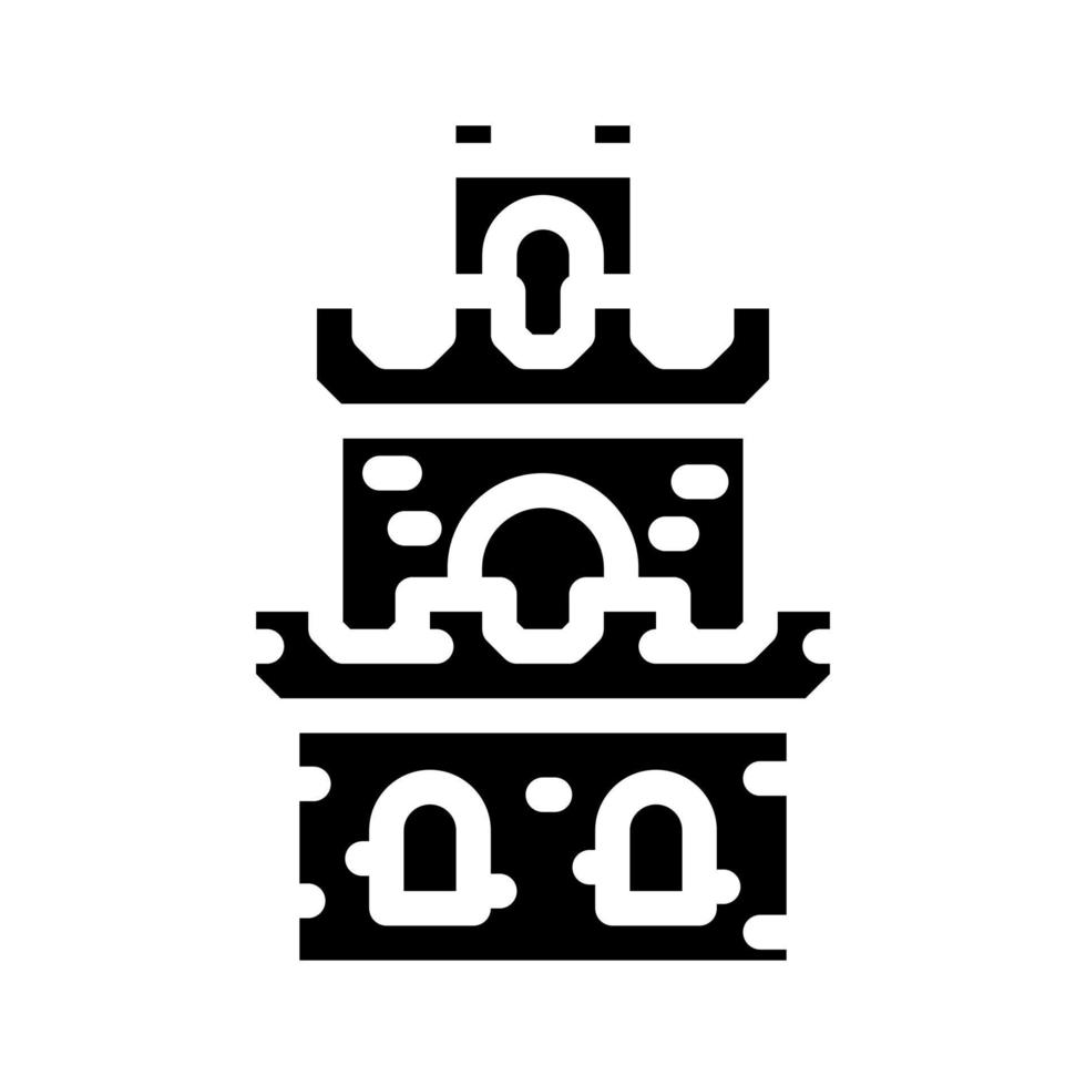 toren gebouw van vintage kasteel glyph pictogram vectorillustratie vector