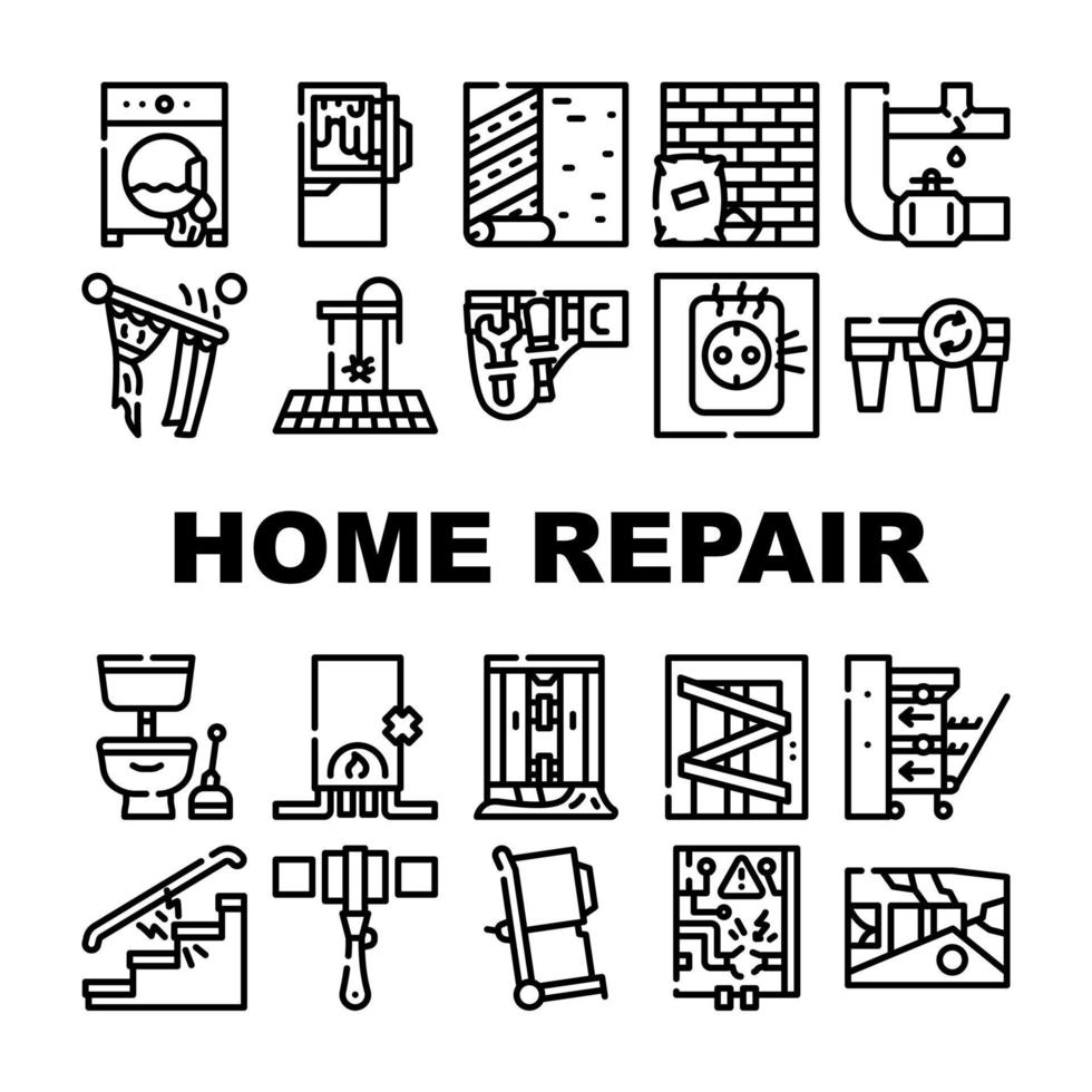 huis reparatie service collectie iconen set vector