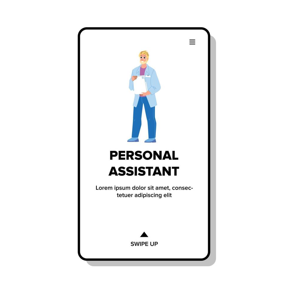 persoonlijke assistent staat met tablet vector