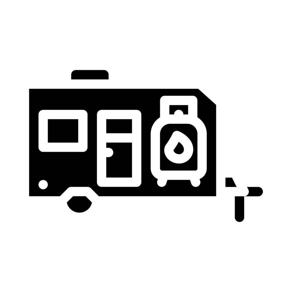 aanhangwagen met gasfles glyph pictogram vectorillustratie vector
