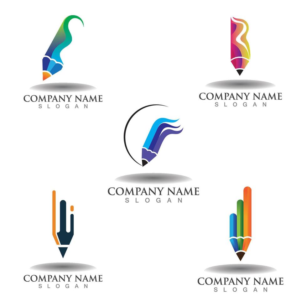 potlood logo creatief ontwerp inspiratie of onderwijssjabloon vector