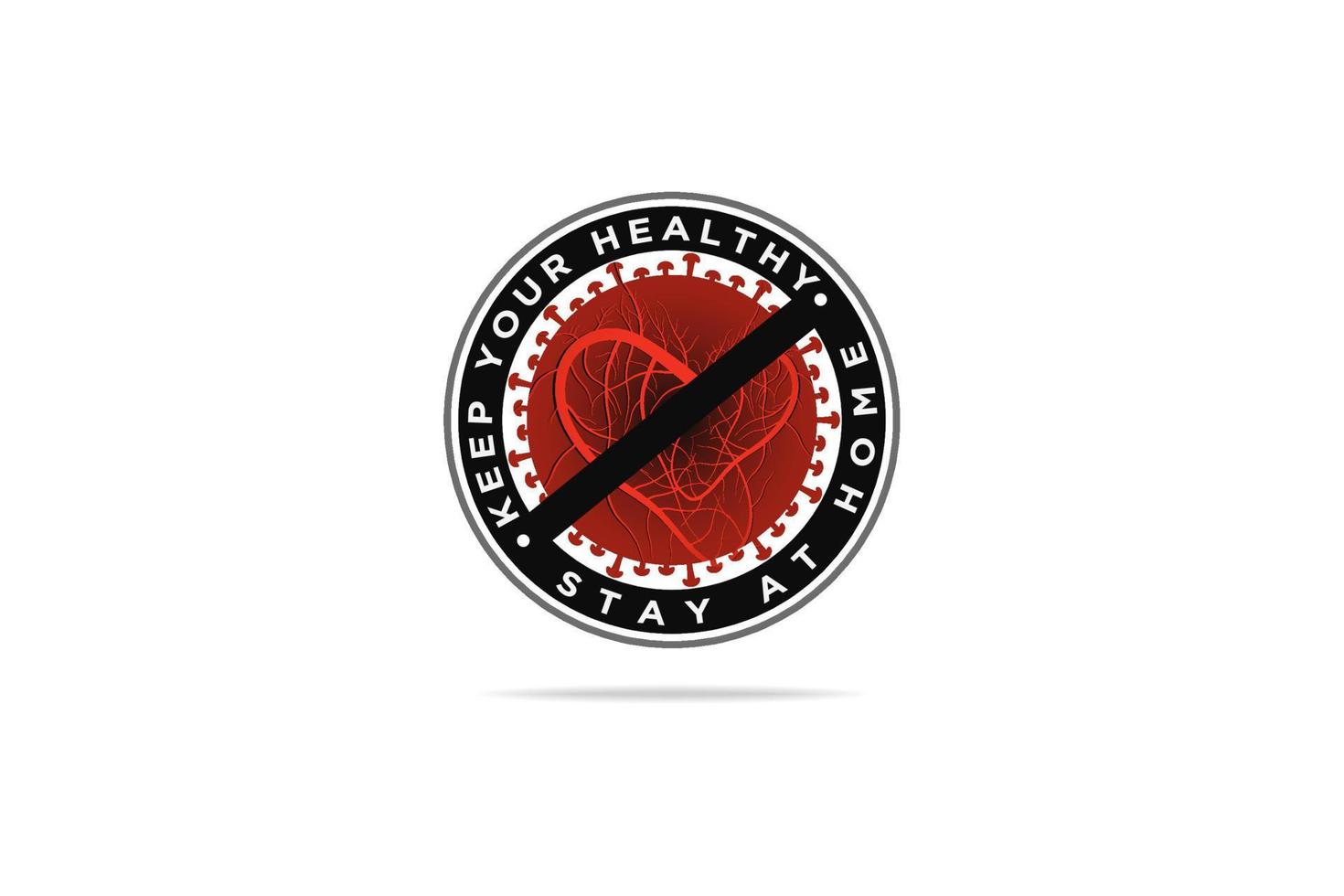 hartliefde met coronavirus logo-ontwerp vector