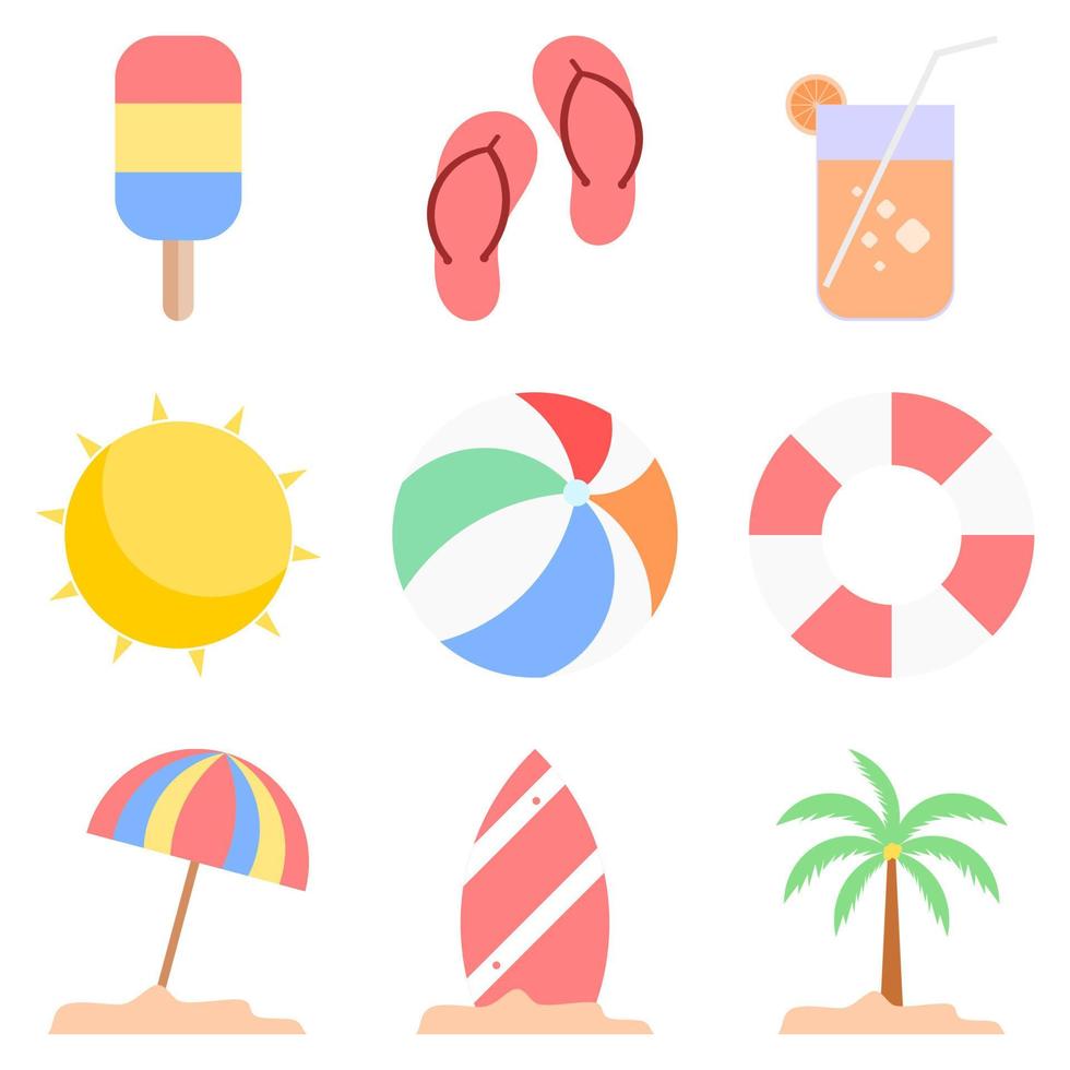 zomer pictogrammen instellen vector