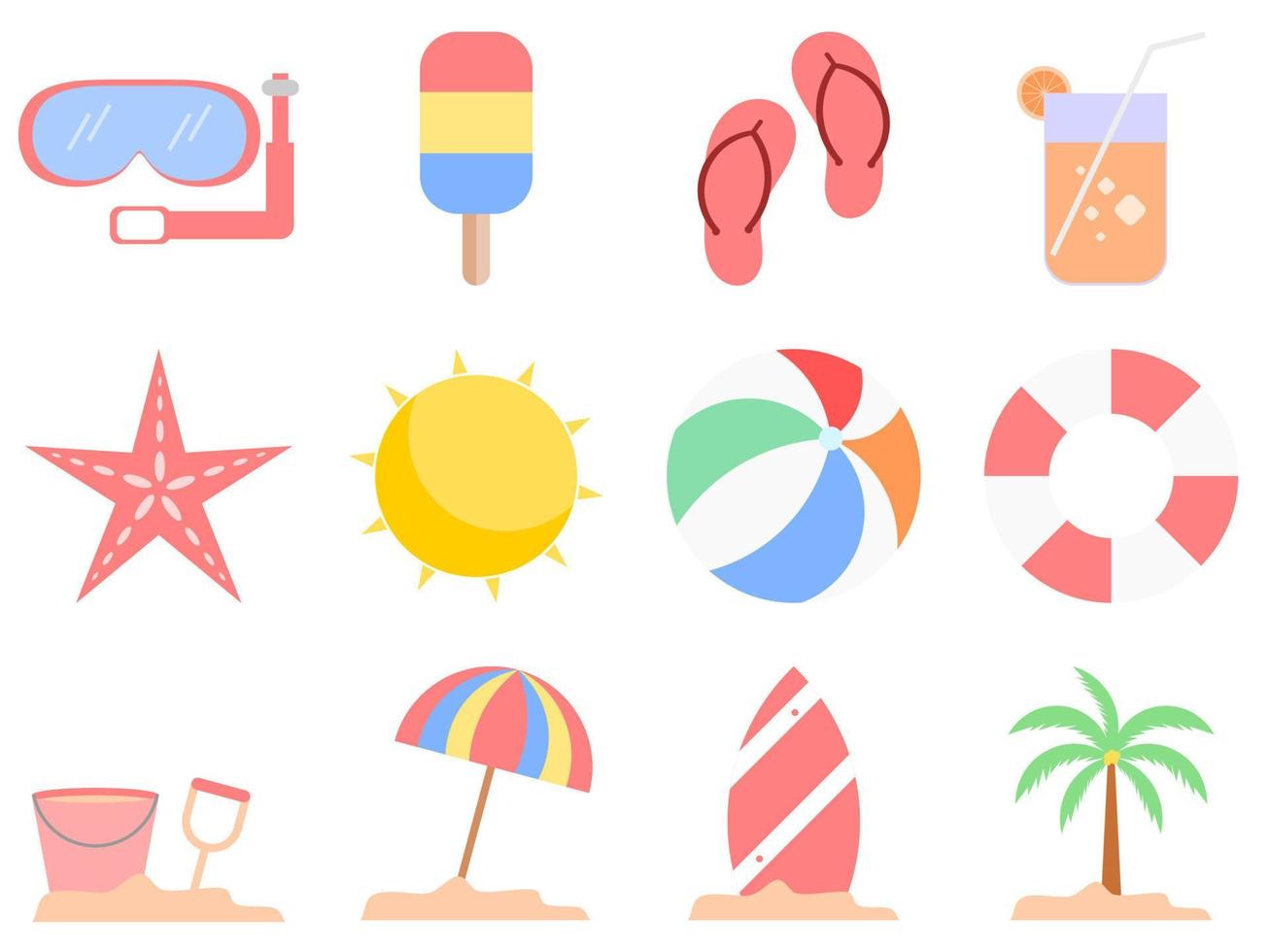 zomer pictogrammen instellen vector