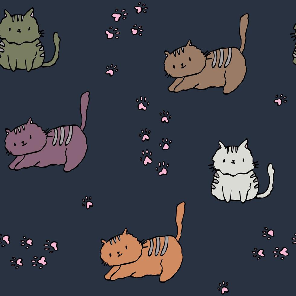 schattig blauw patroon met de tekst van de kleine kattenkroon. huisdieren naadloze achtergrond. textiel voor kinderen, digitaal papieren plakboek. vector