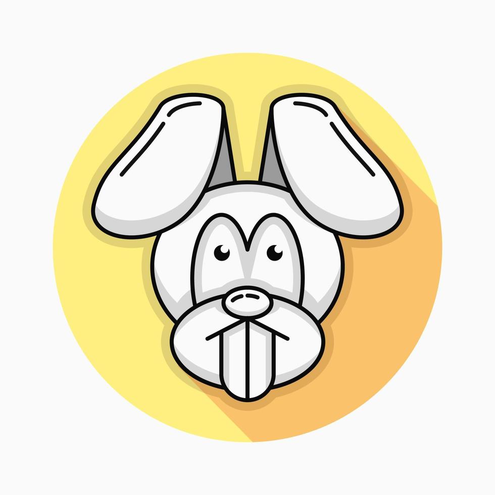 konijn hoofd illustratie. wit en geel. lijn, tekenfilm, mascotte, dier en eenvoudig logo. geschikt voor logo, pictogram, symbool, teken of t-shirtontwerp vector