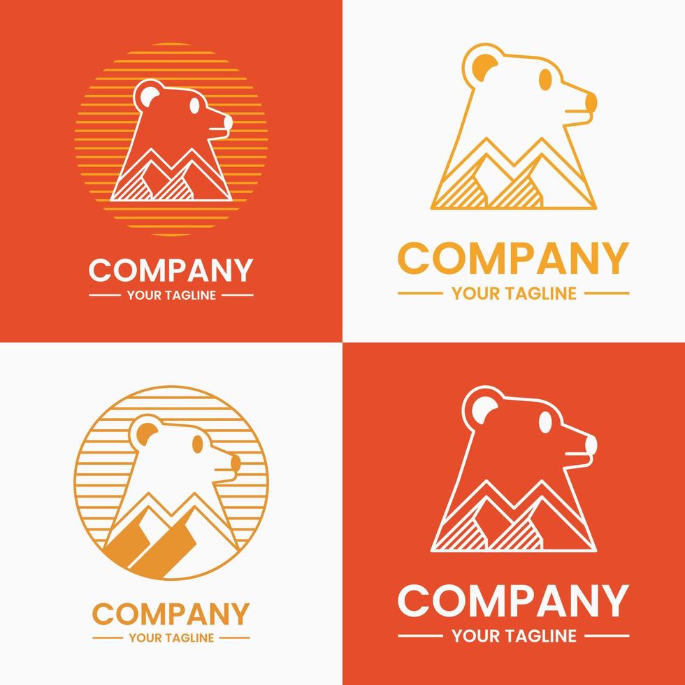 beer en berg logo concept. dier, natuur, combinatie en lijnstijl. geschikt voor logo, pictogram, symbool en teken. zoals bedrijf, avontuur en sterk logo vector