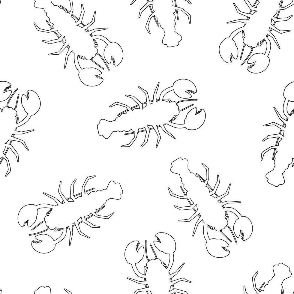 naadloos patroon met rivierkreeften. zwarte omtrek. vector illustratie witte achtergrond.