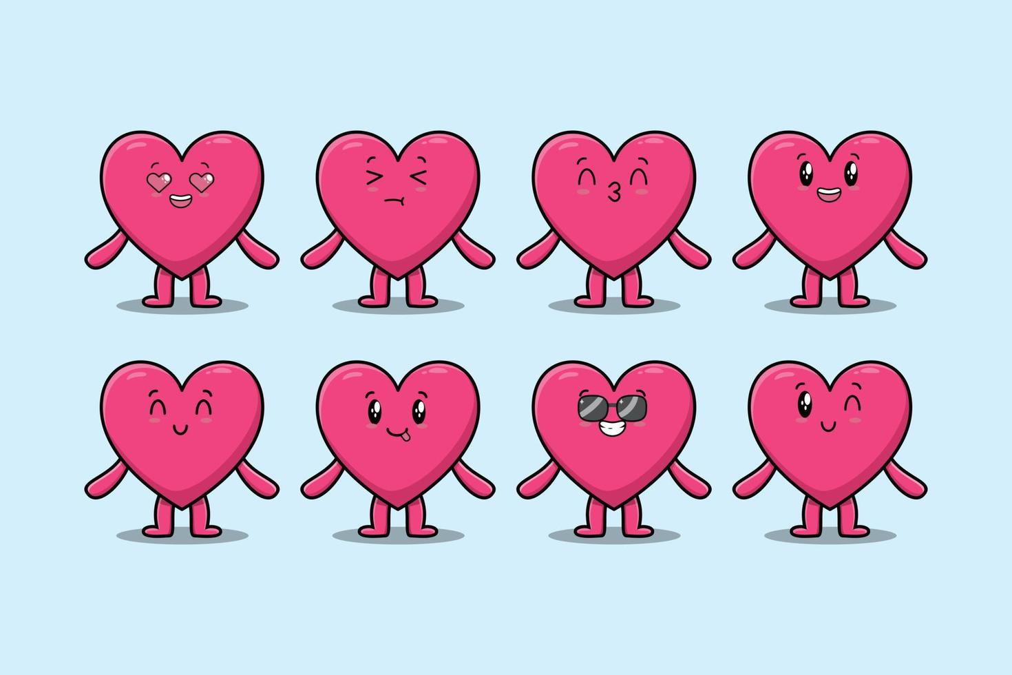 kawaii mooie hart cartoon verschillende uitdrukking vector