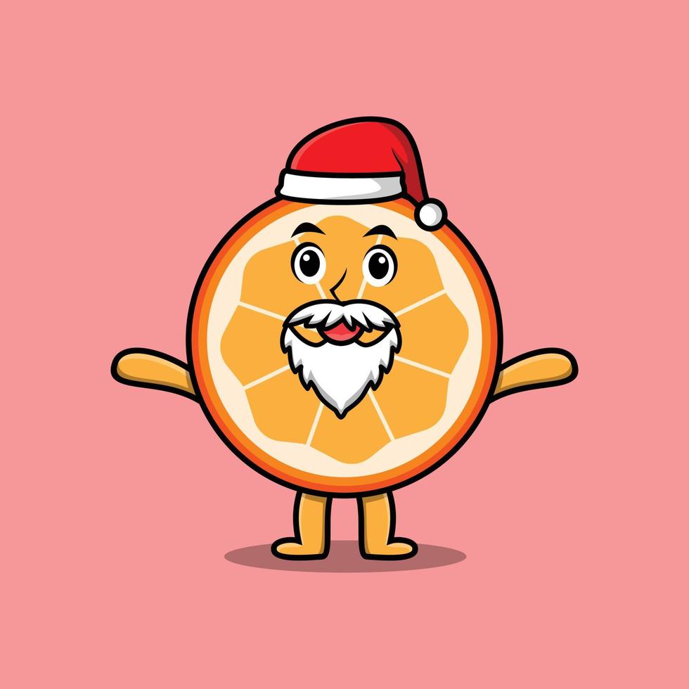 leuke cartoon oranje fruit santa claus christmas vector