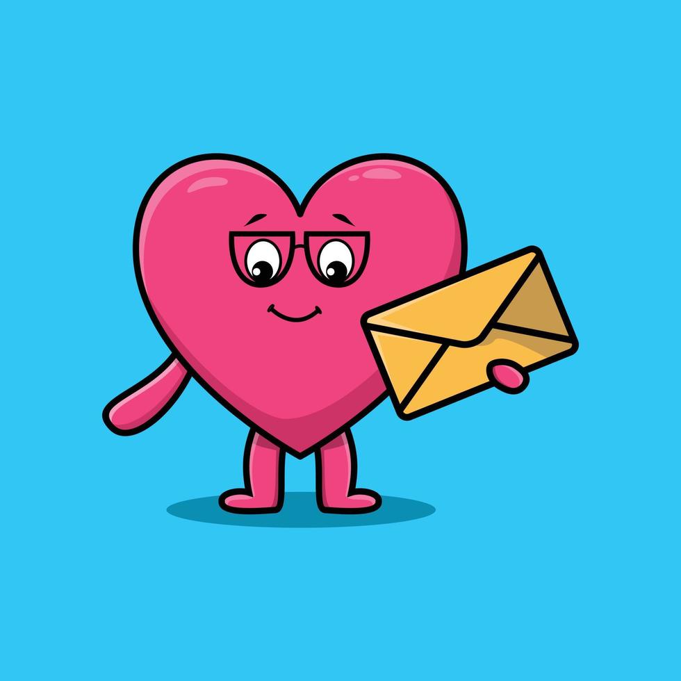 leuke cartoon mooie hart met envelop vector