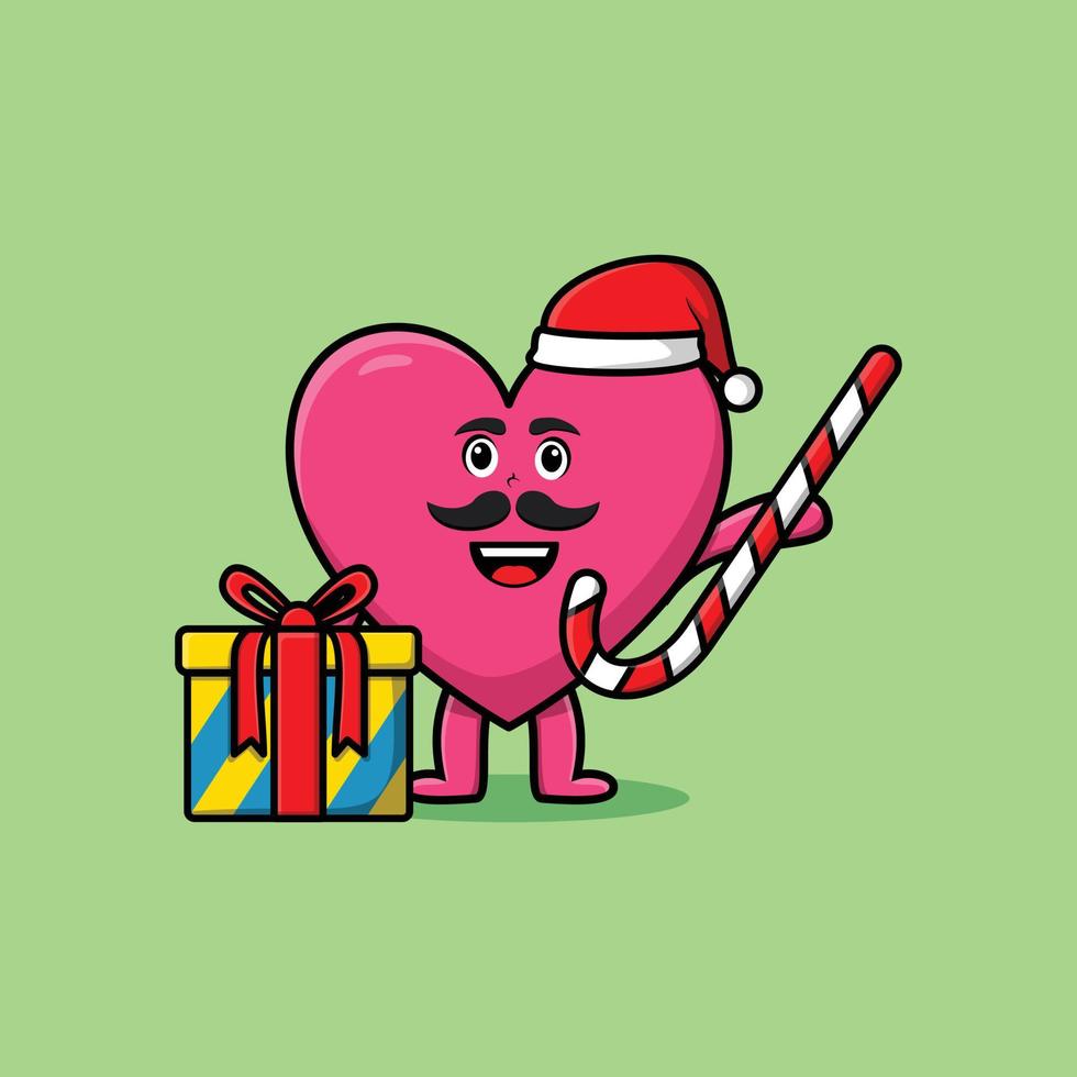 leuke cartoon mooie hart kerstman kerstmis vector
