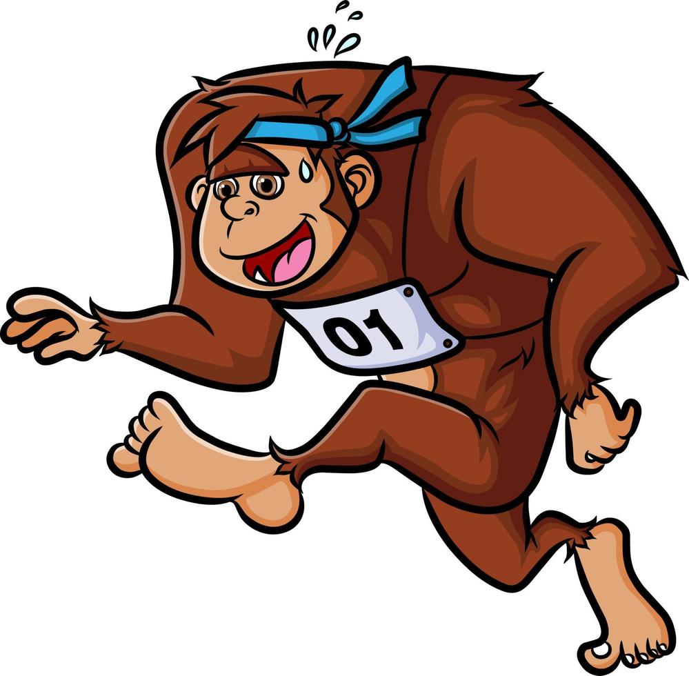 de atleet gorilla loopt marathon in een competitie vector