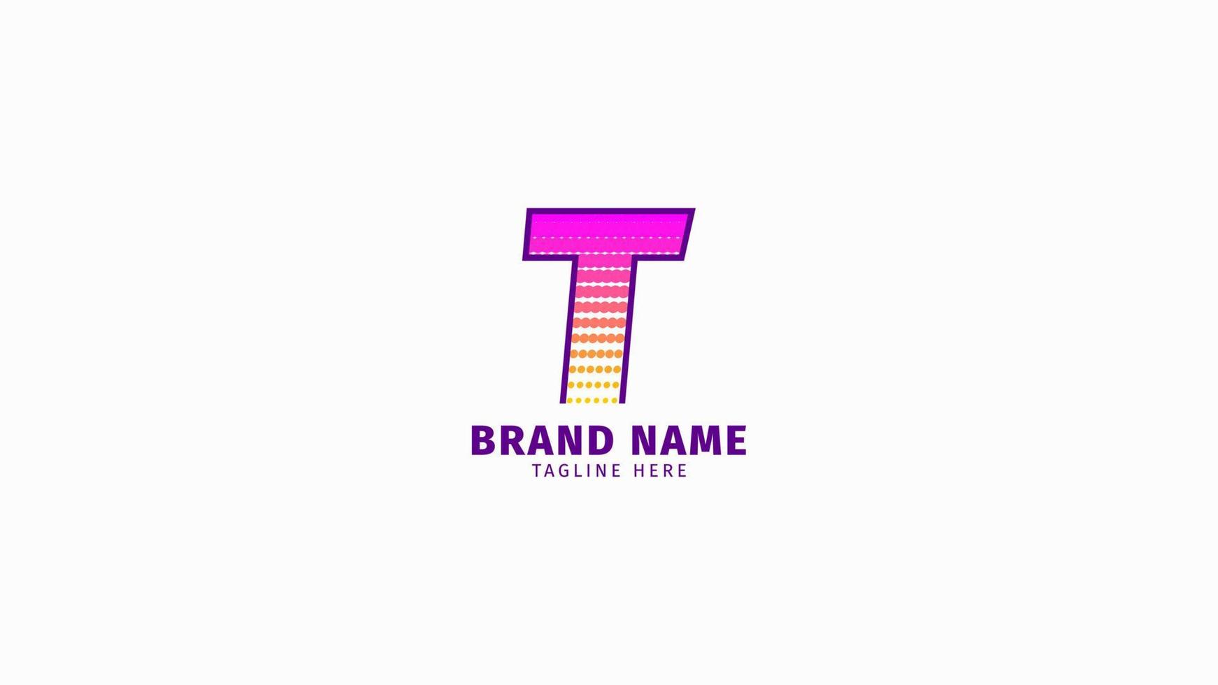 letter t halftoon trendy felle kleur logo vector ontwerpelement