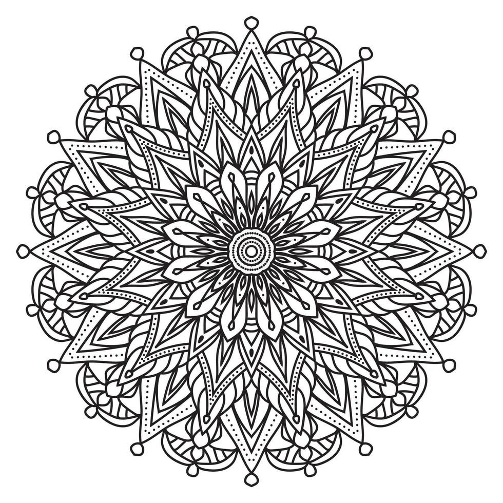 cirkelvormig patroon in de vorm van mandala voor henna, mehndi, tatoeage, decoratie. mooie ontspanning zwart-wit ornament. vector