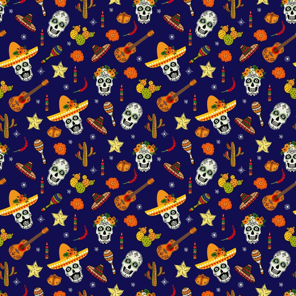 naadloos patroon voor de vakantie van dia de los muertos. vector