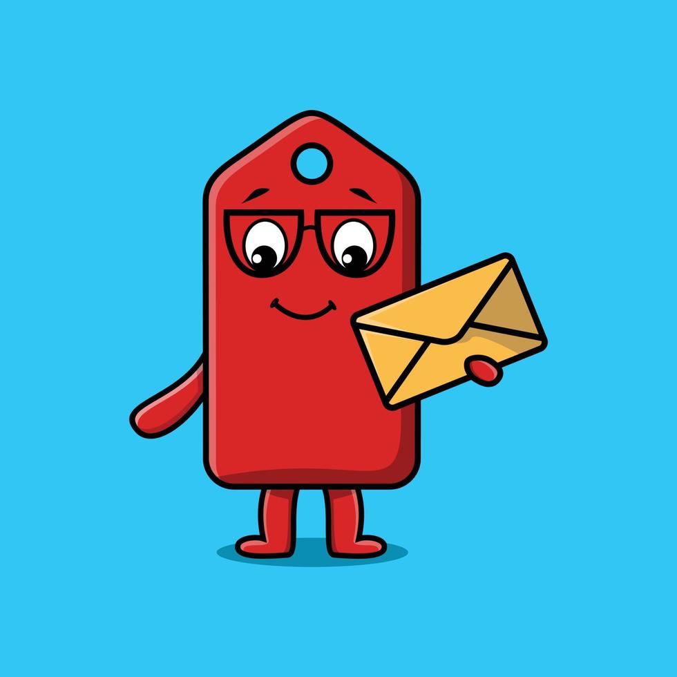 leuke cartoon prijskaartje met envelop vector