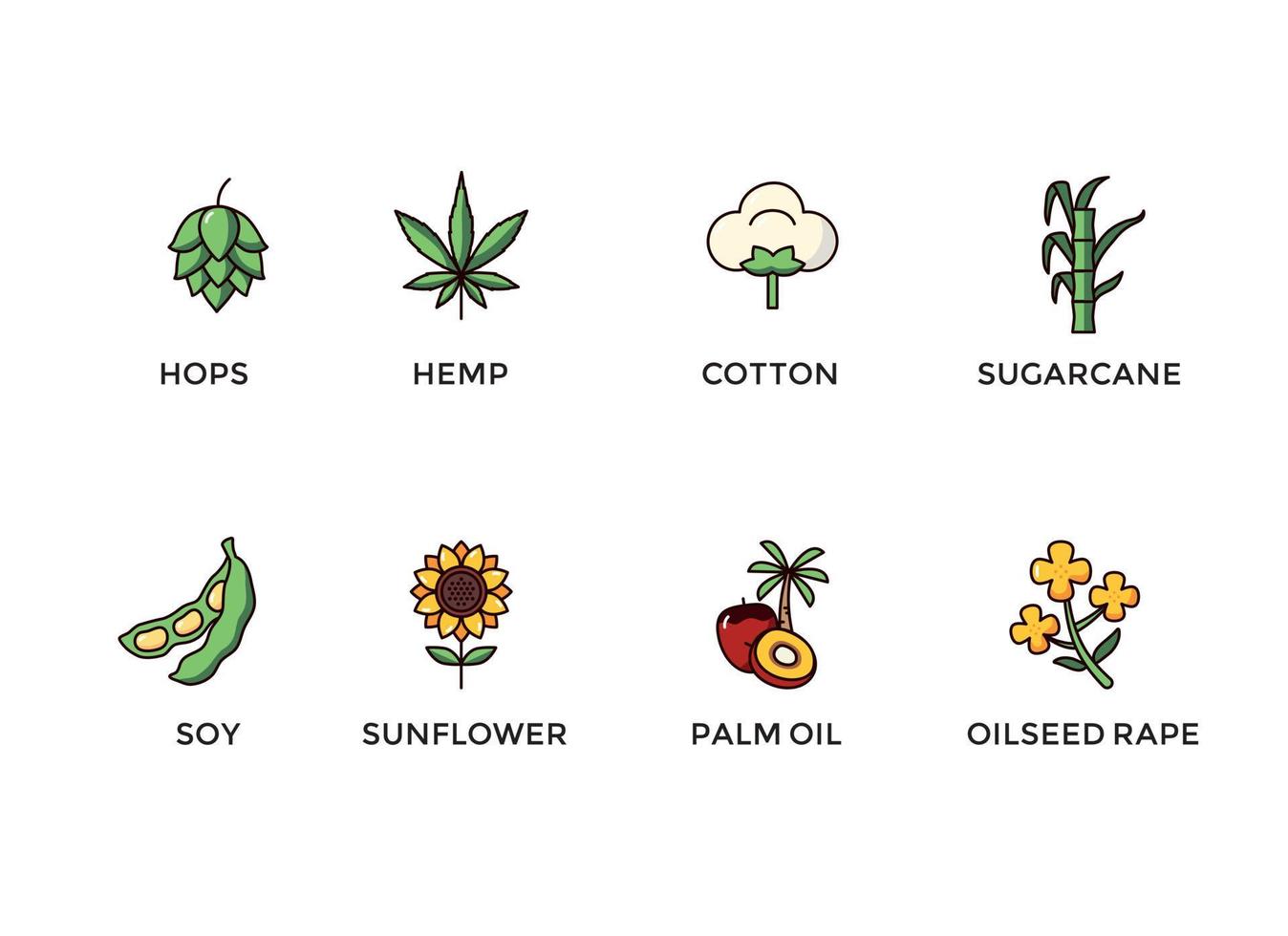 cash crops icon set collectie vector