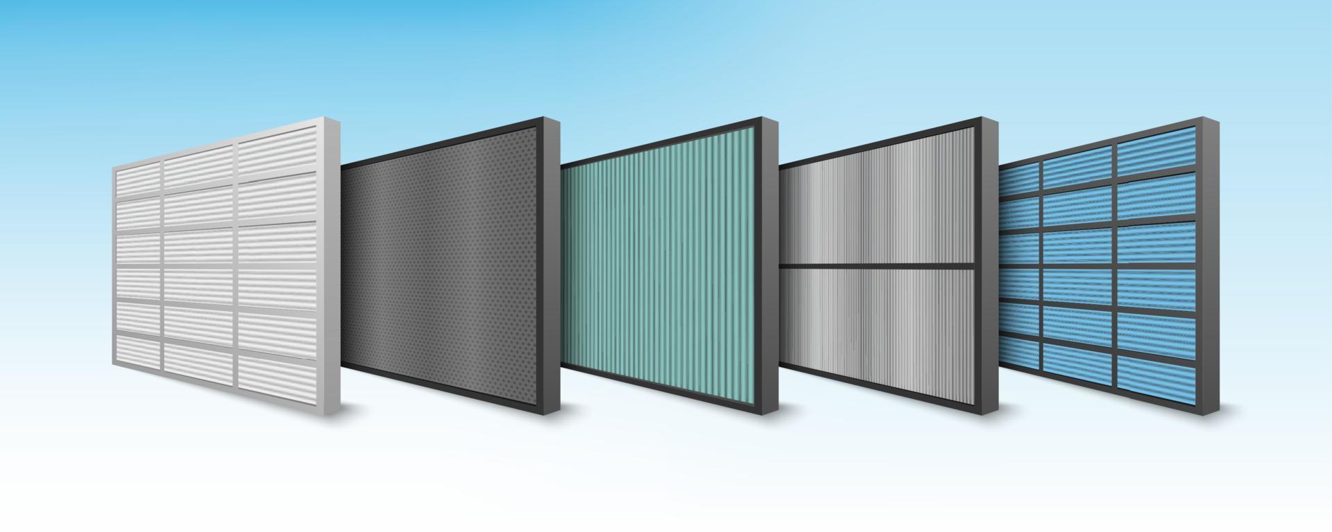 pm 2.5 luchtfiltering en virusbescherming, 5 lagen filter, vectorillustratie vector