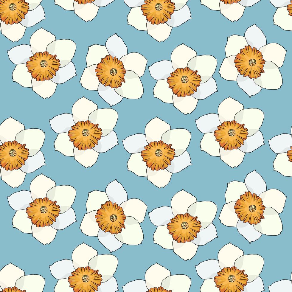 narcissen bloemen, bloemen naadloze patroon achtergrond vector
