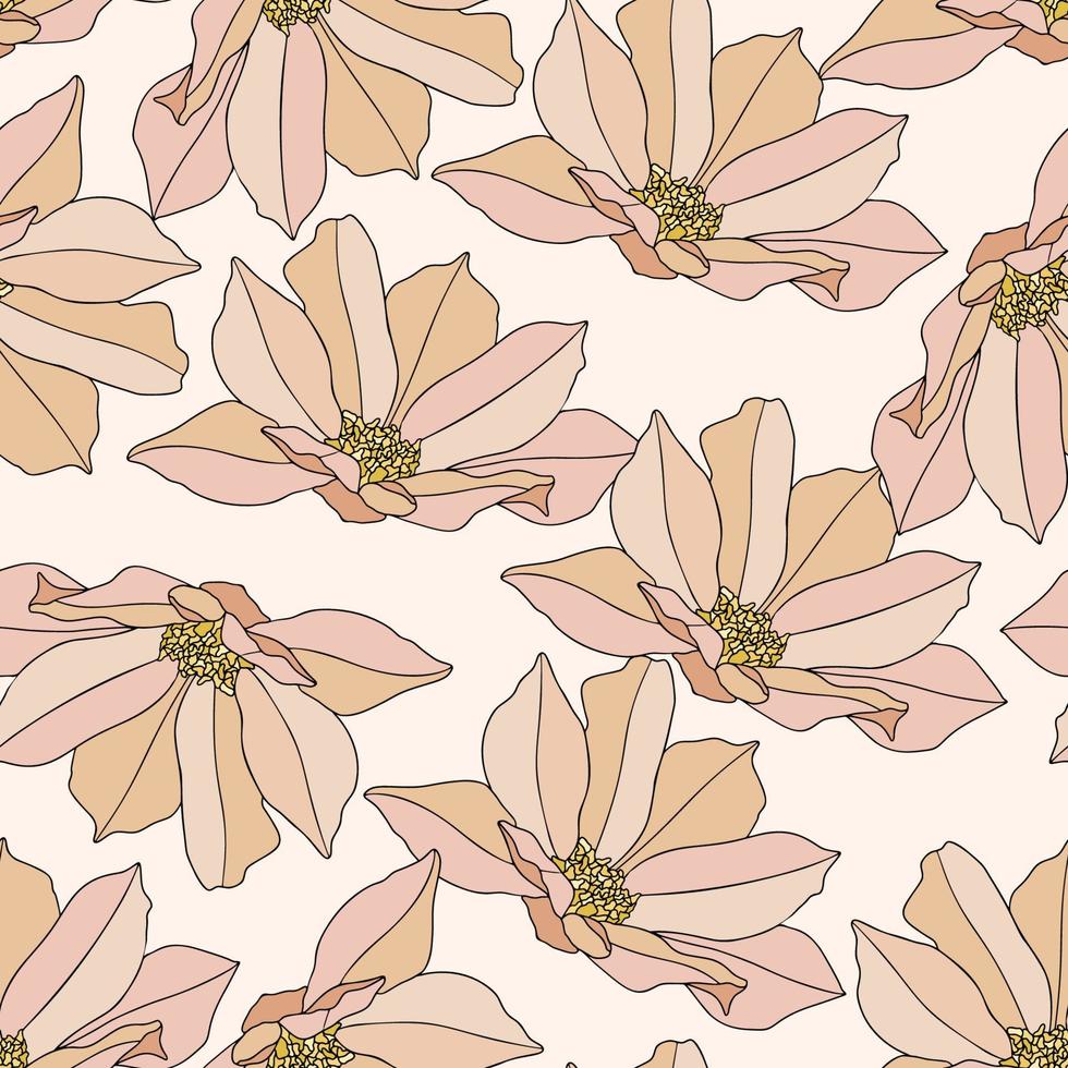 retro boho bloemen, bloemen naadloze patroon achtergrond vector