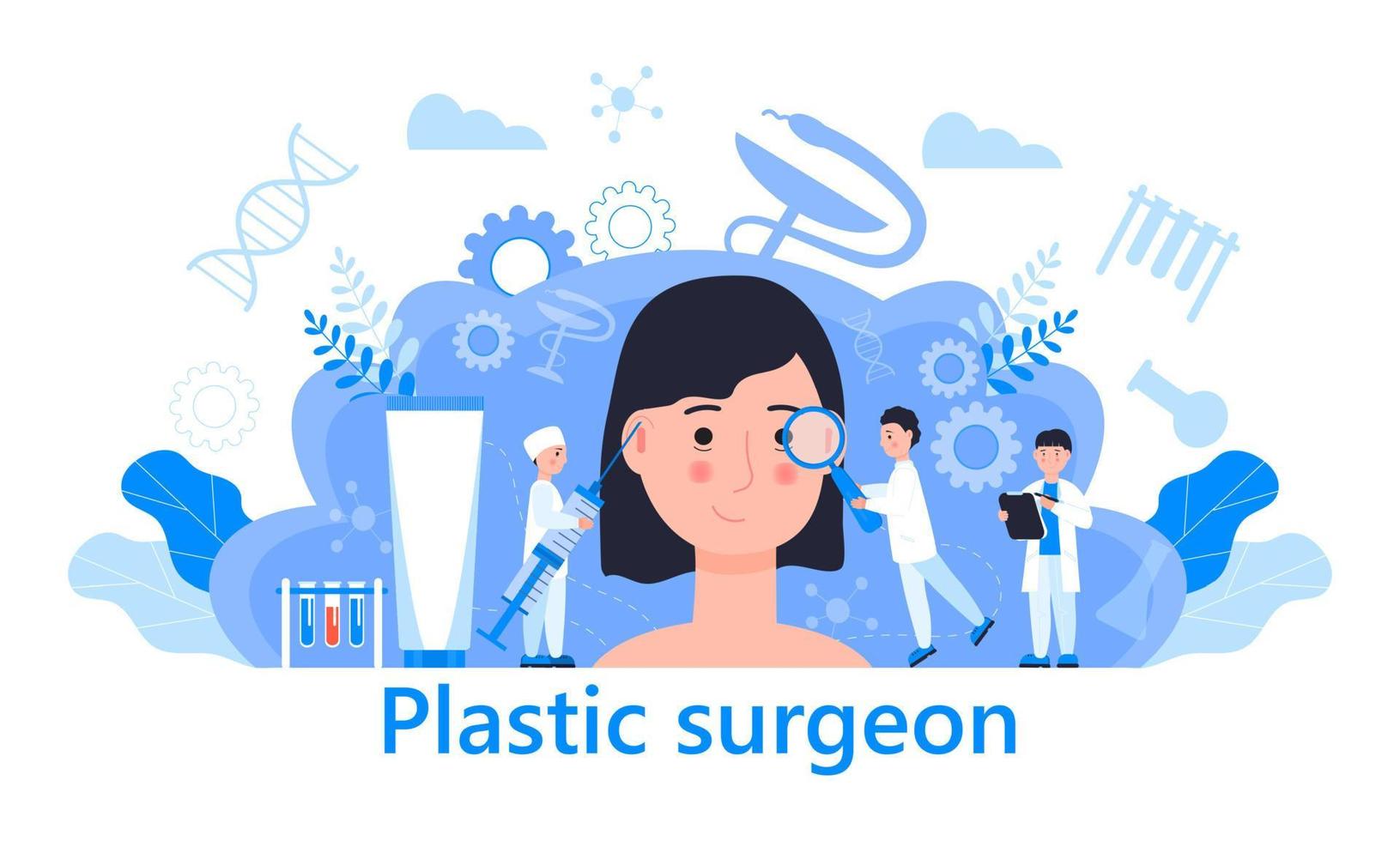 plastisch chirurg concept vector. schoonheidsindustrie, schoonheidsinjecties en verjongingsprocedures illustratie. vector
