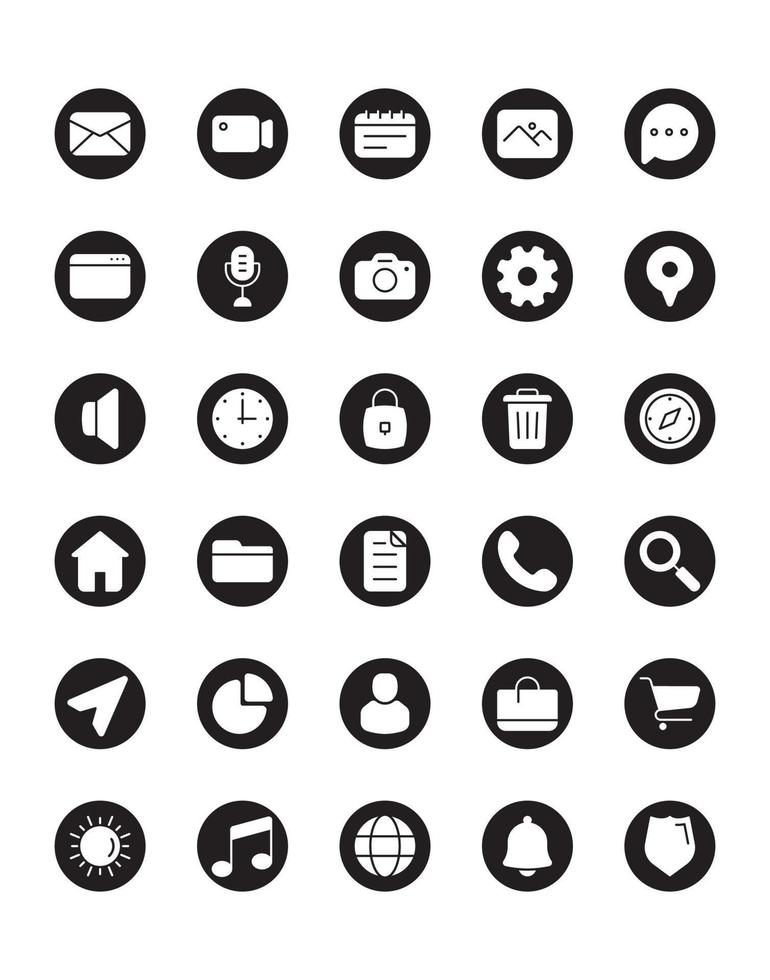 startscherm icon set 30 geïsoleerd op witte achtergrond vector