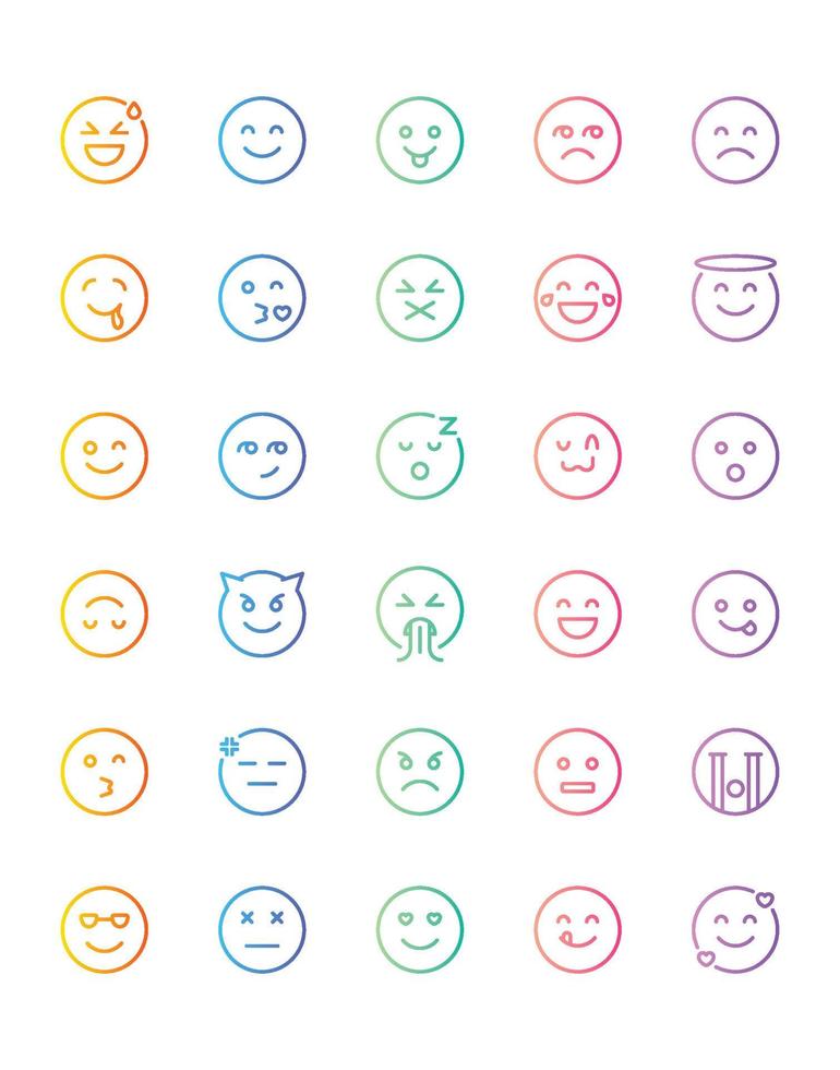 emoji icon set 30 geïsoleerd op witte achtergrond vector