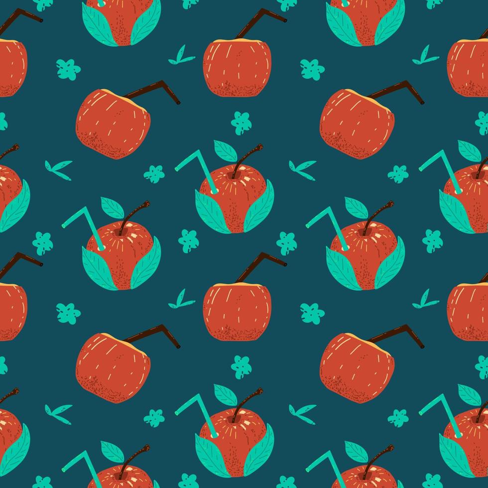 naadloos patroon met rode appels en sap. vector illustratie hand getekende stijl.
